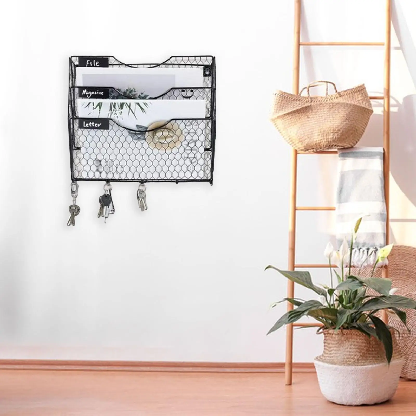 3 Tier Mesh Wall File Holder Storage Books Notebooks Portable Magazine Organization Magazine Rack for Living Room Office Dorm