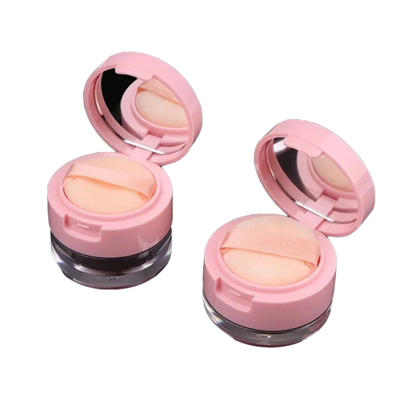 3g/5g Portable Powder Box with Mirror Powder Puff Empty Loose Powder Container Cosmetic Sifter Loose Jar Travel Makeup Container