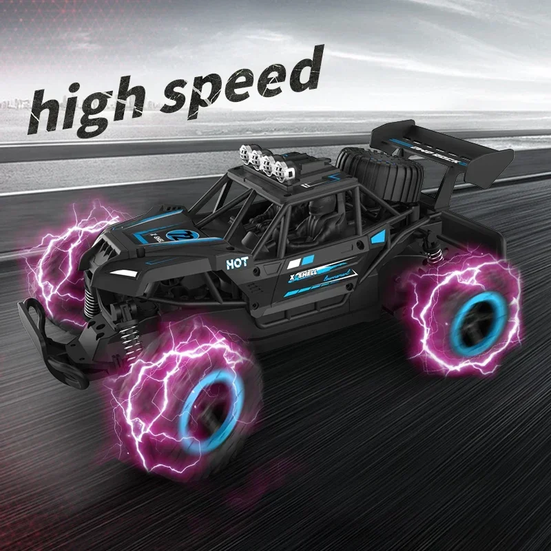 JJRC Q102 2.4Ghz 4WD RC Flat Racing Truck with Light 1:14 Remote Control Dirt Bike High Speed Off-road Car Kids RC Toy Boy Gift