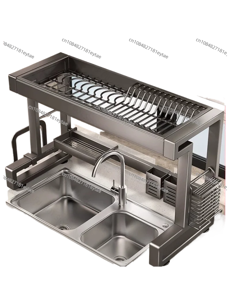 

2026 New Dish Drying Rack Kitchen Over The Sink Dish Drain Rack Utensil Holder Sink Stainless Steel Matt Black
