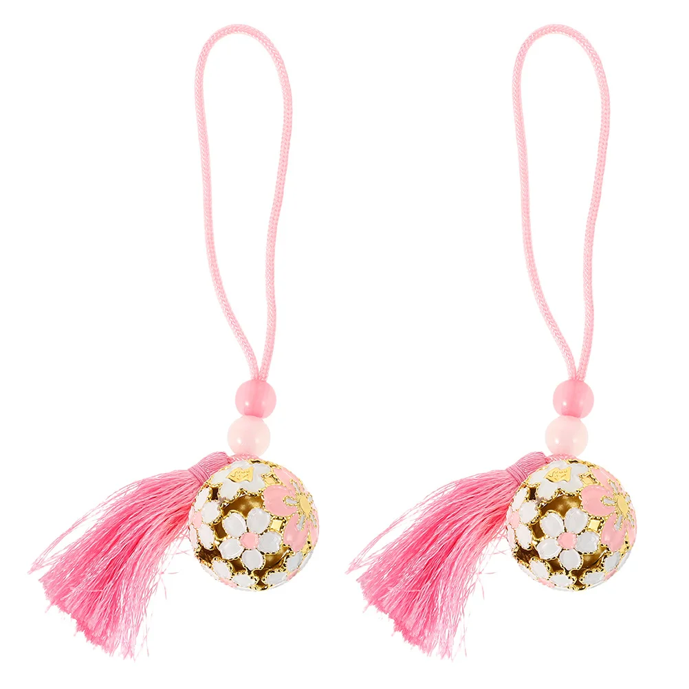 

2Pcs Japanese Kinkakuji Omamori Bell Charm Pendant Cherry Blossom Good Luck Amulet for Car Backpack Home Decor Blessing