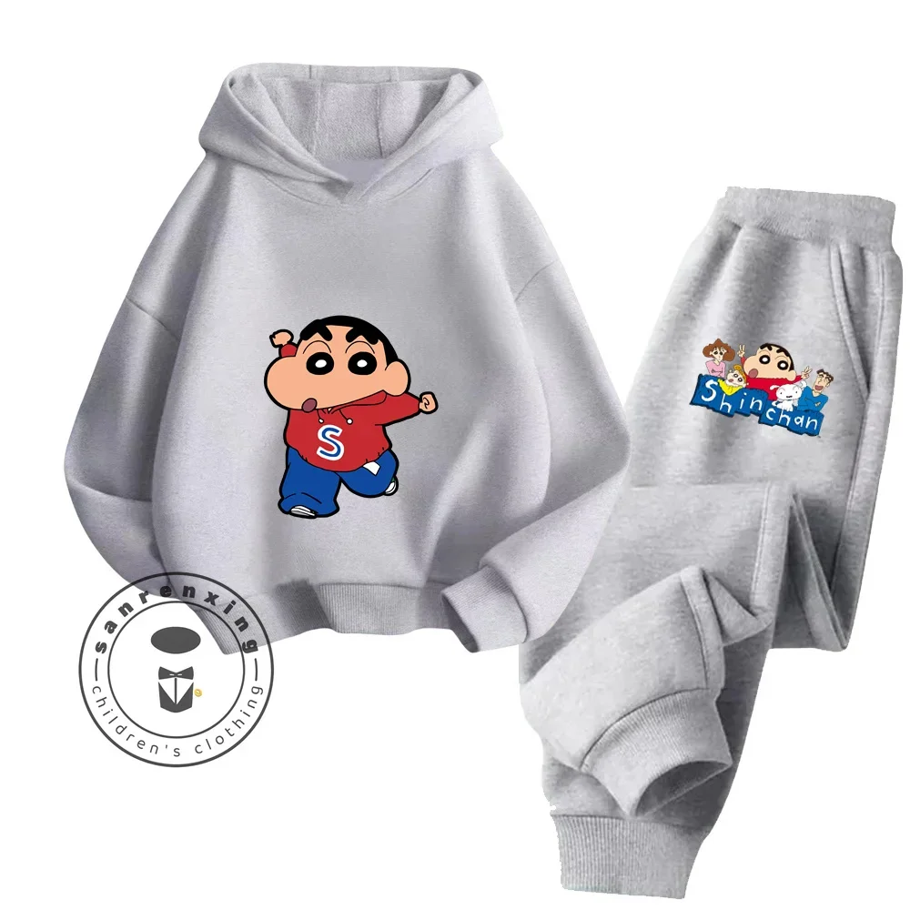 Outdoor Sports Training Set Crayon Shin-chan Hooded Sweatshirt + Pants Kids Set 2-12 Years Old Kids Set Kids Set Boys and Girls