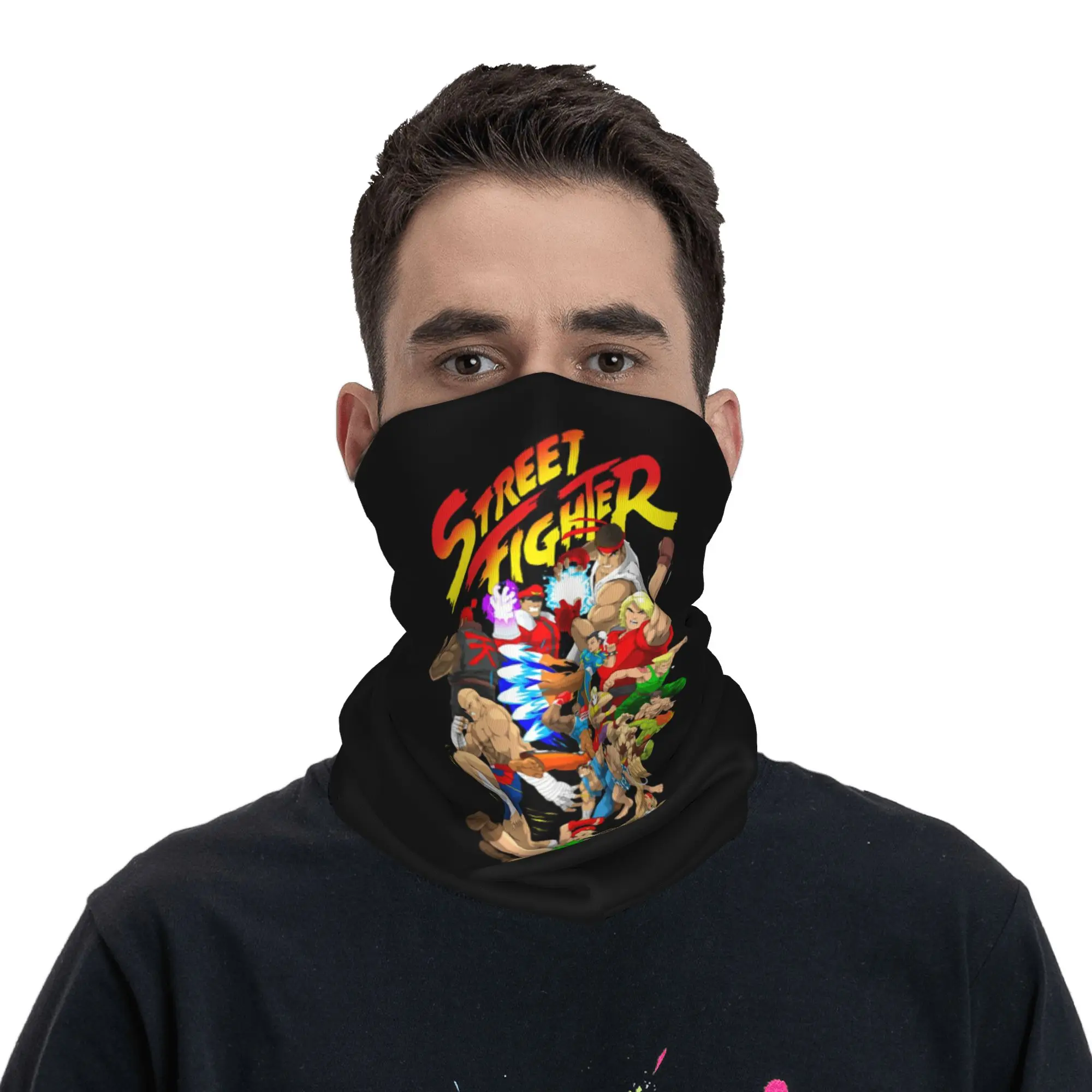 Game Super Street Fighter World Warriors Bandana Neck Cover Printed Wrap Mask Scarf Balaclava Hiking Fishing For Men Women Adult