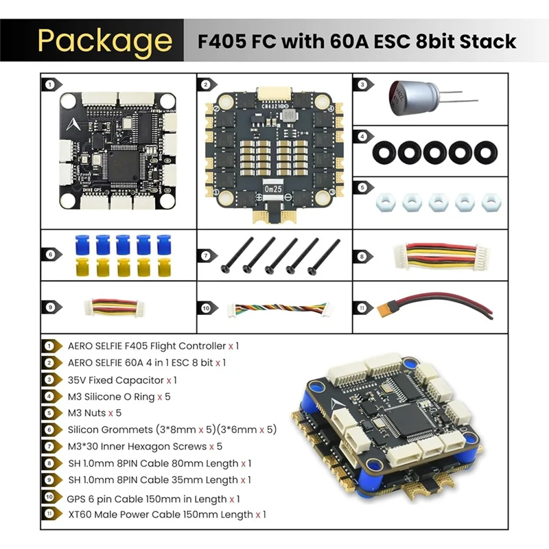 B68C H743 Per INAV, FPV, controller di volo compatibile con drone da corsa con stack ESC 30X30 da 60 A 8 bit, supporta Lipo 2-6S, O3 Dual BEC