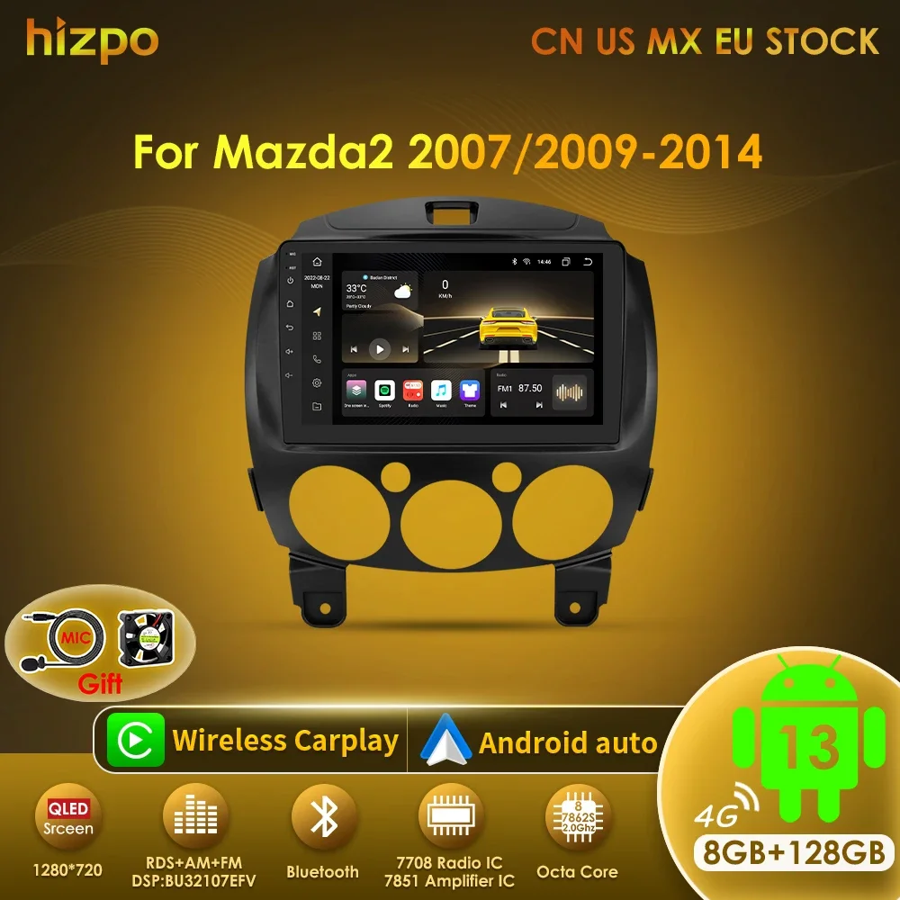 

Hizpo Car Android Radio For MAZDA 2 Mazda2 2007 2008 2009 2010 2011 2012 2013 2014 Multimedia Player GPS Navi 2din Autoradio DSP