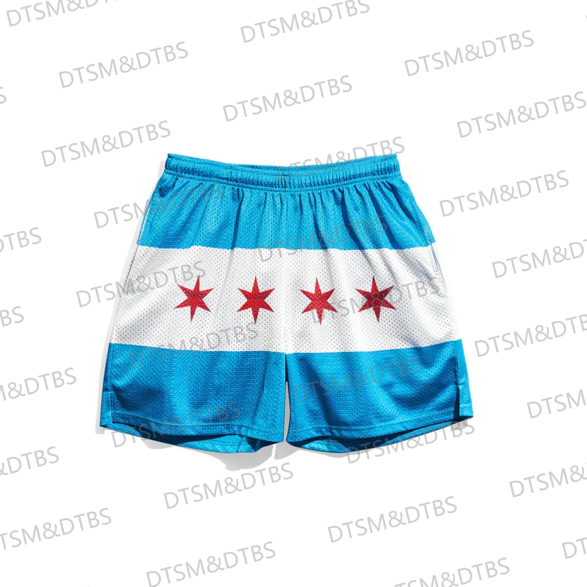 New 2024 Vintage SummerChicago Flag Retro Drawstring Basketball&Boxing Shorts Casual Vacation Beach Daily Life Kids/Adullt