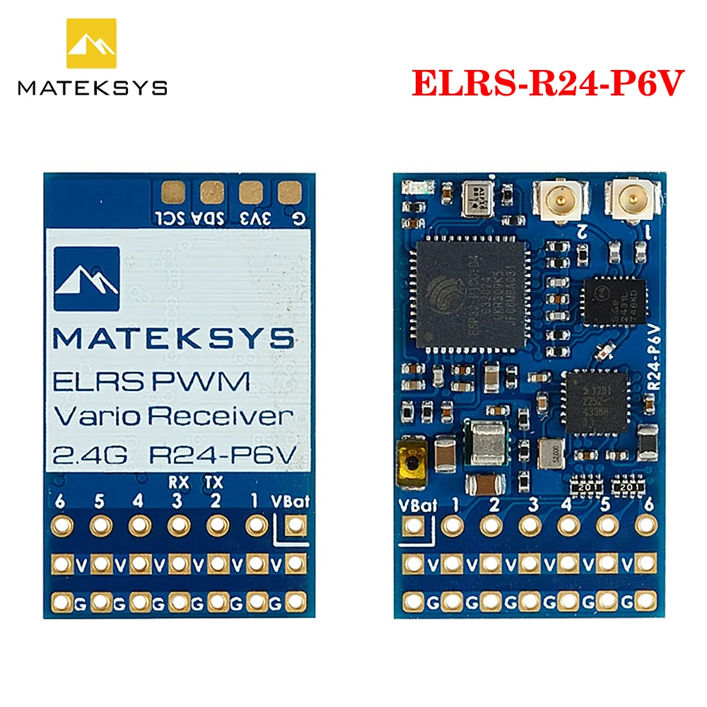 Приемник MATEK MATEKSYS EXPRESSLRS 2,4 ГГц PWM VARIO, R24-P6V 2,4 ГГц ISM 180 дБм (мВт) для дрона RC FPV