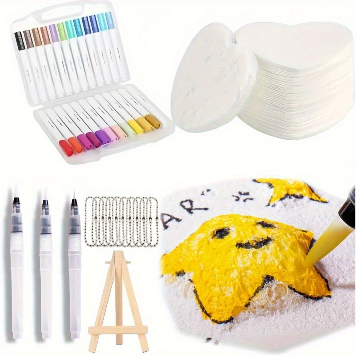 3D Drawing Pens Magics Texture Painting Kit with Watercolor Brush Marker Pen Painting Paper Blank Painting for Painting ArtCraft