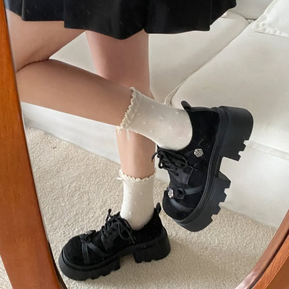 Damen Y2K Trendige Plateau-Schuhe mit Rosenschnalle und Riemen, Chunky-Sohle, Modische Coole Schuhe für Festival, Shopping, Date, Party – Detail 2
