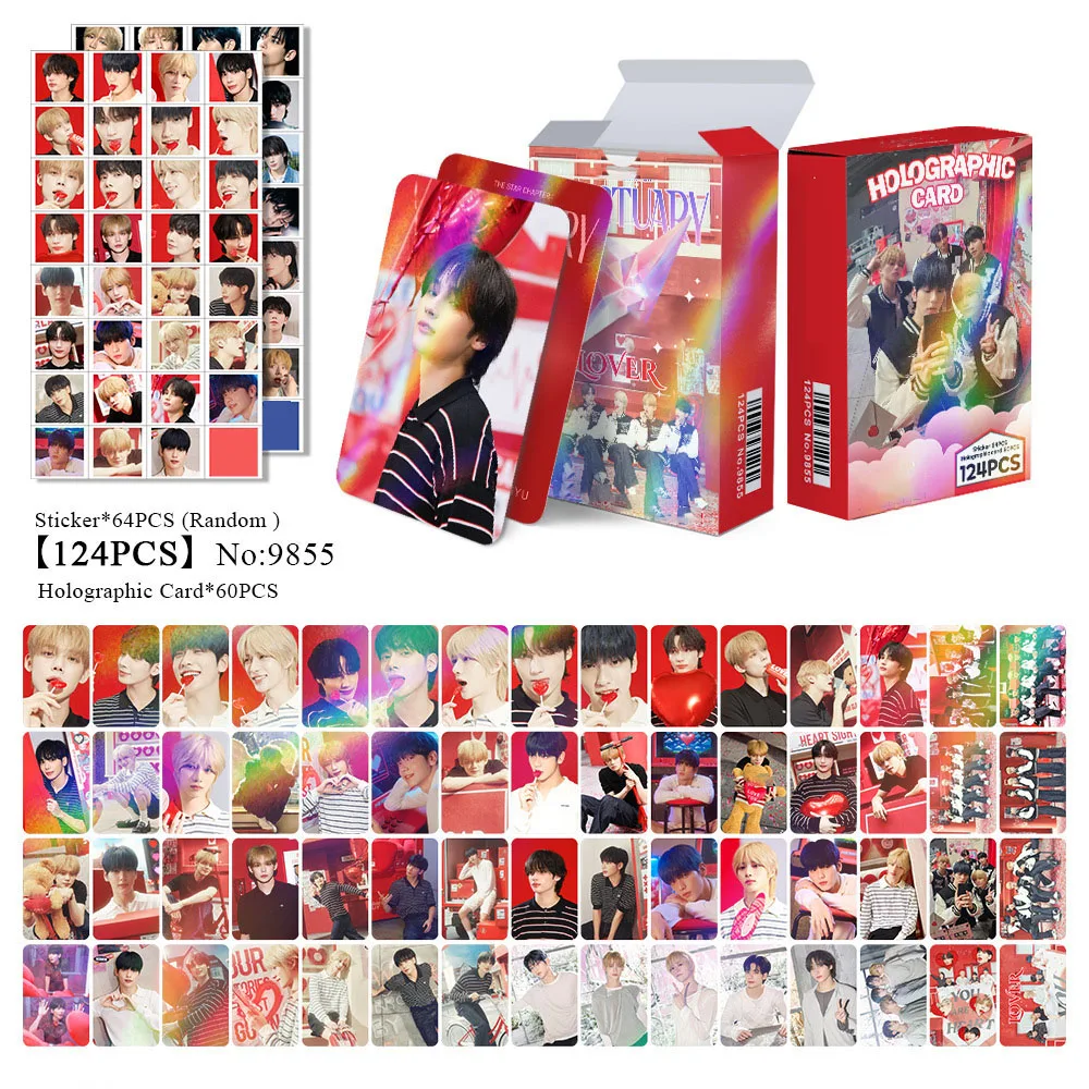 124PCS/Set Laser Boxed Card Kpop Album SANCTUARY Holographic Card Korean Style Coated LOMO Card Yeonjun Soobin Fans Collection