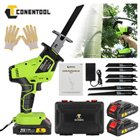 CONENTOOL Cordless Reciprocating Saw 21V 2.5Ah 2 Batteries and Changer Wood Metal PVC Cutter 15mm Cutting Width 6pcs Saw Blades