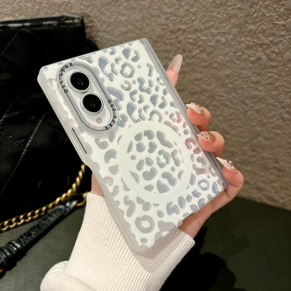 For Samsung Galaxy Z Fold 8 Wide 8 Ultra Leopard Print Protection Phone Case Magsafe Shockproof Shell Magnetic Back Cover