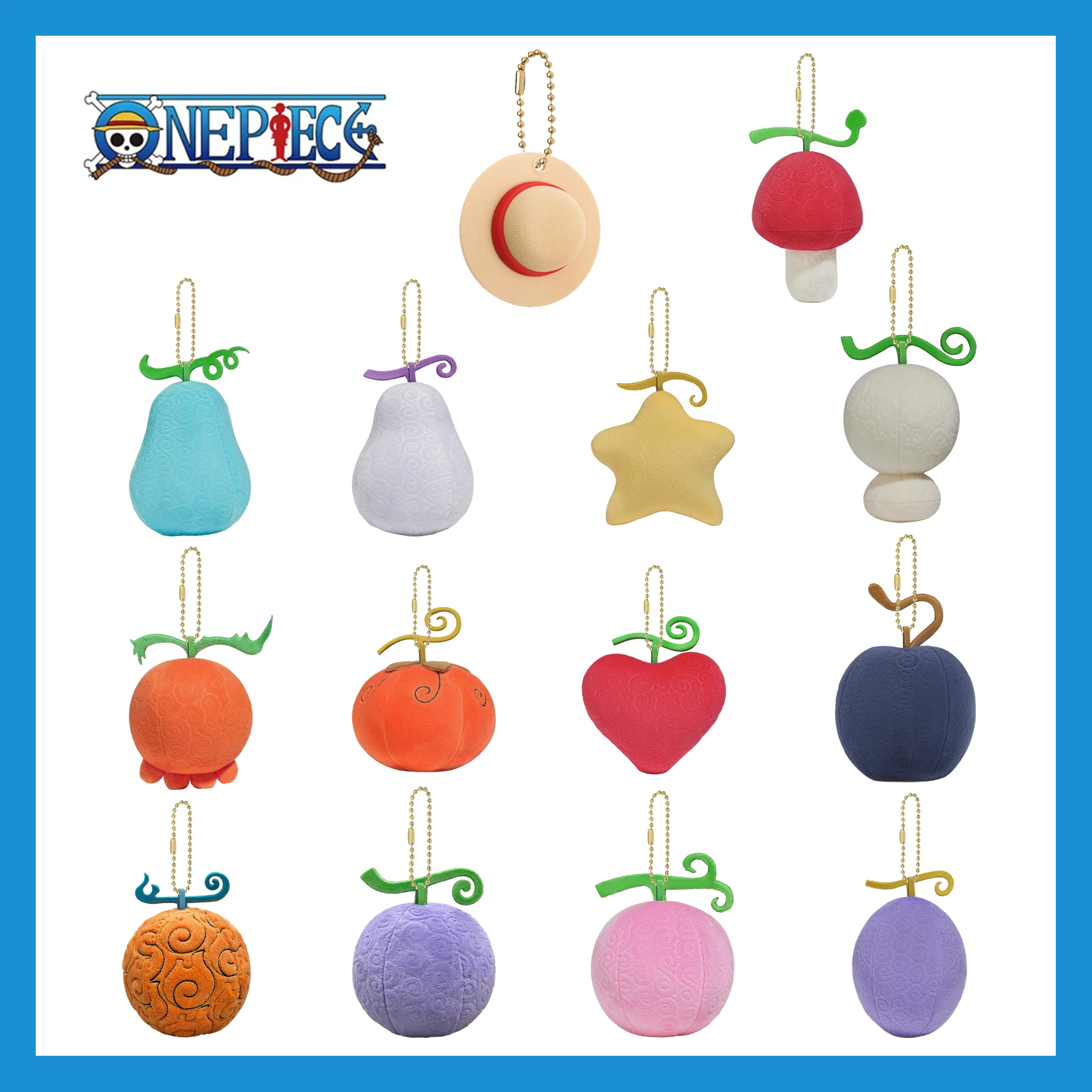 One Piece Luffy Teufelsfrucht Plüsch-Schlüsselanhänger Weicher Anime-Anhänger für Rucksack Tasche Gum-Gum Flame Op-Op Revive Fruit Charm Geschenke – Detail 5