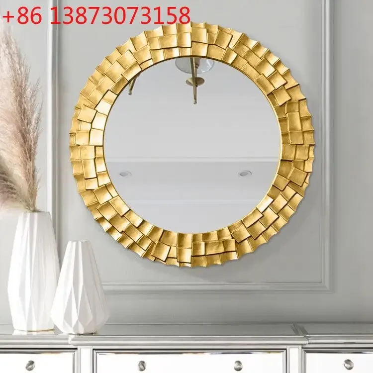 

Wall decorative mirror art background wall corridor retro living room light luxury round mirror enigma mirror pendant