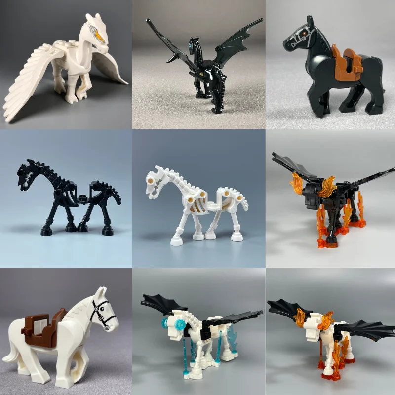 MOC Bricks Military War Medieval Skeleton Horse Animal Action Figures Building Blocks Educational Toys For Children Gifts