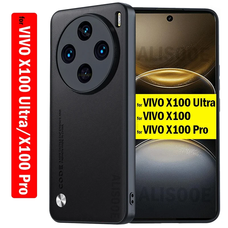 Shockproof Funda for VIVO X100 Ultra X100 Pro Case Luxury Fiber Texture PU-Leather Protection Cover for VIVO X100 Capa