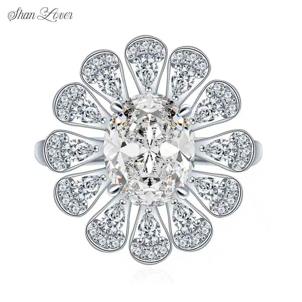 

ShanLover Brand MST Top Grade Moissanite Diamond Rings For Women S925 925 Sterling Silver Ring Luxury Flower Pure Silver Jewelry