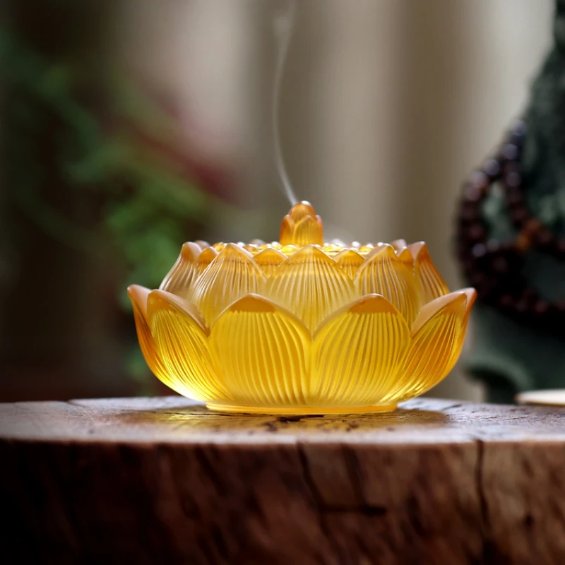 

Glass Lotus Incense Incense Stove Large Household Indoor Plate Incense Tower Incense Seal Stove Tea Table Incense Burner