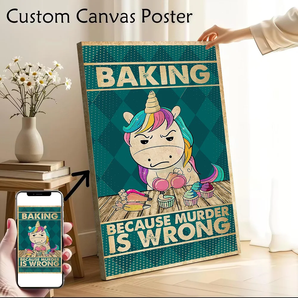 Unicorn Baking Murder Bake Printed Canvas Poster Personalized High Quality Wall Art Paintings for Gamer Decoration Decor Luxury