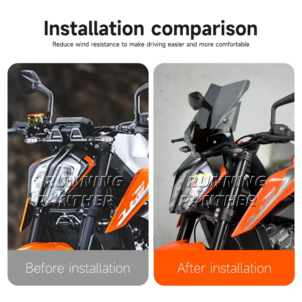 Motorcycle windshield windshield plate, and deflector are suitable for 790 2018-2024/ 890 2020-2023 3-color PC material - Image 3