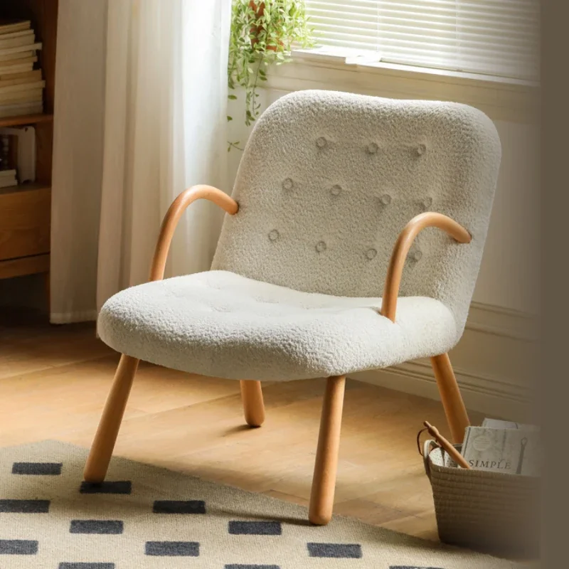 #White Designer Fabric Chair Lounge Puffs Cusion Comfy Modern Chair Single Accent Sillones Para Sala De Estar Home Furniture