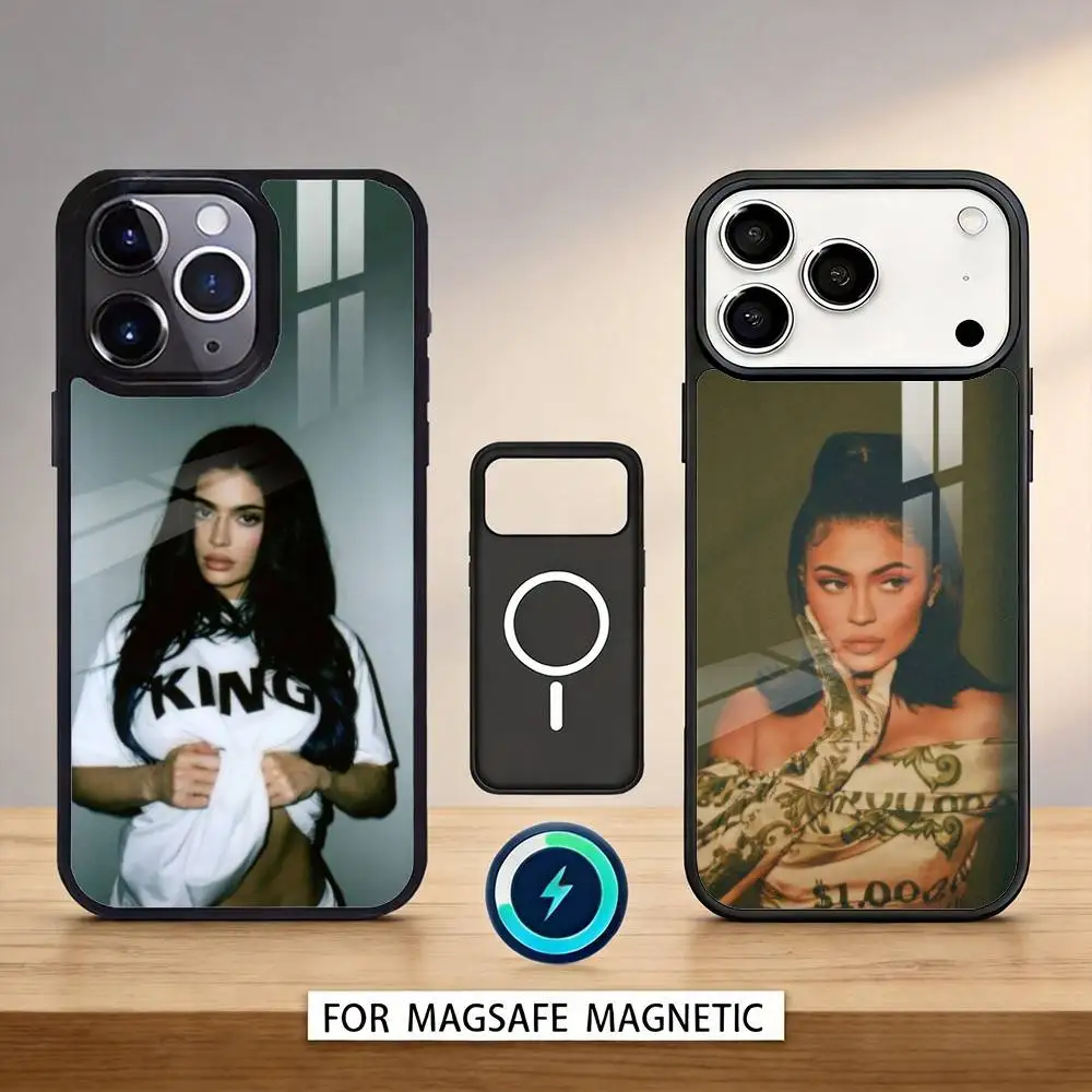 

Sexy K-Kylie J-Jenner Model Funny Phone Case For iPhone17,16,15,14,13,12,Pro,Max,Magnetic For Magsafe Wireless Charging