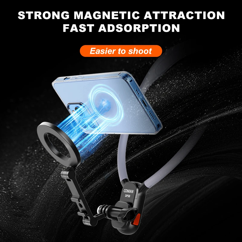 دعامة للرقبة لحامل ملحقات الهاتف الرياضية Go Pro مع تصميم تركيب سريع ومصنع تثبيت مغناطيسي قوي