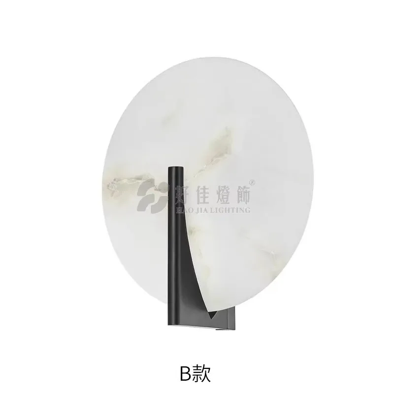 

New wall lamp Chinese all-copper corridor marble cover wall villa living room bedside study background wall