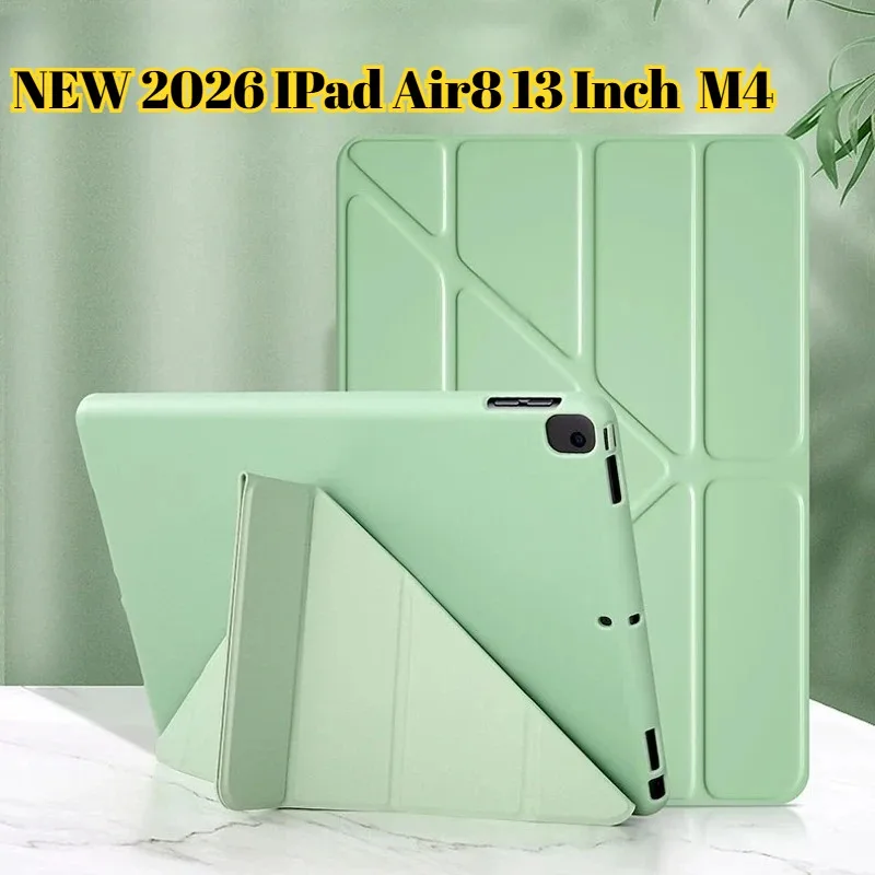 

Новинка 2026 года: Умный чехол для iPad A19 (12-го поколения), A16 (11-го поколения), Air 8, M4 Pro, MINI 5, 6, 7, 8, 9, 10-го поколения, 11, 12.9, 13 дюймов, Y-образный, из ТПУ, с функцией автоматического включения/выключения экрана