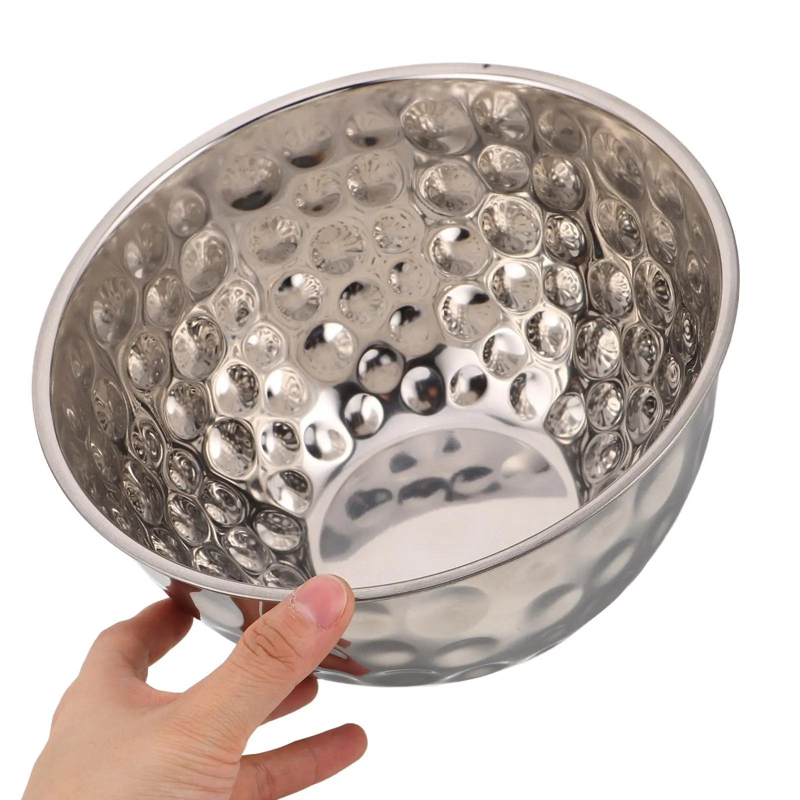 Stainless Steel 8 Inch Hammered Salad Bowl Lightweight Unbreakable Decorative Mixing Bowl Candy Dish Serving Prep Kitchen