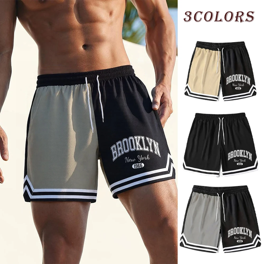Men's Basketball Shorts Brooklyn Print Sports Casual Shorts Quick Dry Fitness Shorts Men's Summer Fitness Running Basketball