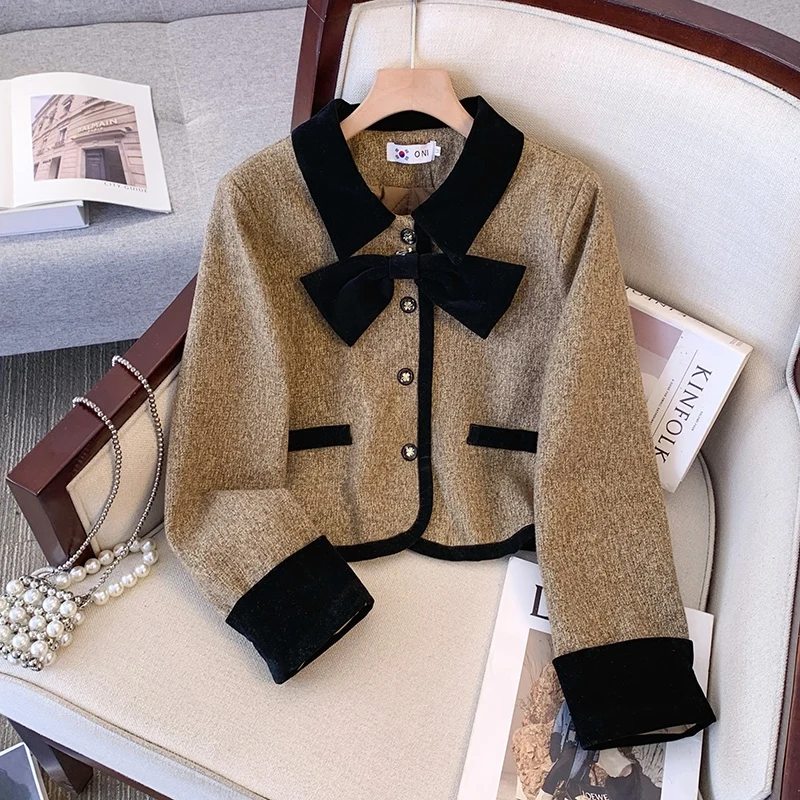 French Tweed Style Autumn/winter Cropped Jacket Half Body Dress Socialite Style Elegant Korean Version Two-piece Suit Women chic