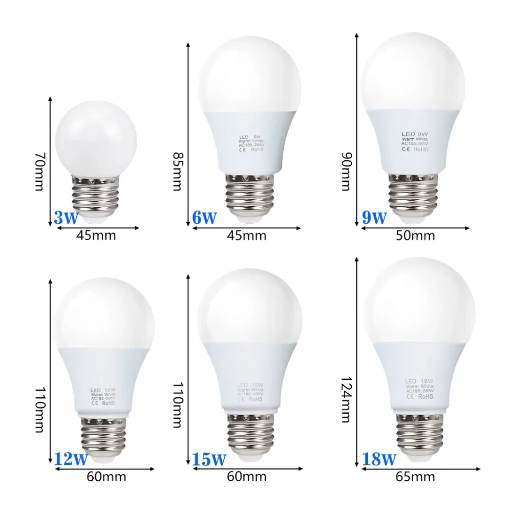 4pcs/lot E27 LED Bulb Lamps AC 220V SMD2835 3W 6W 9W 12W 15W 18W Lampada Led Light Bulbs Living Room Home Indoor LED Bombilla