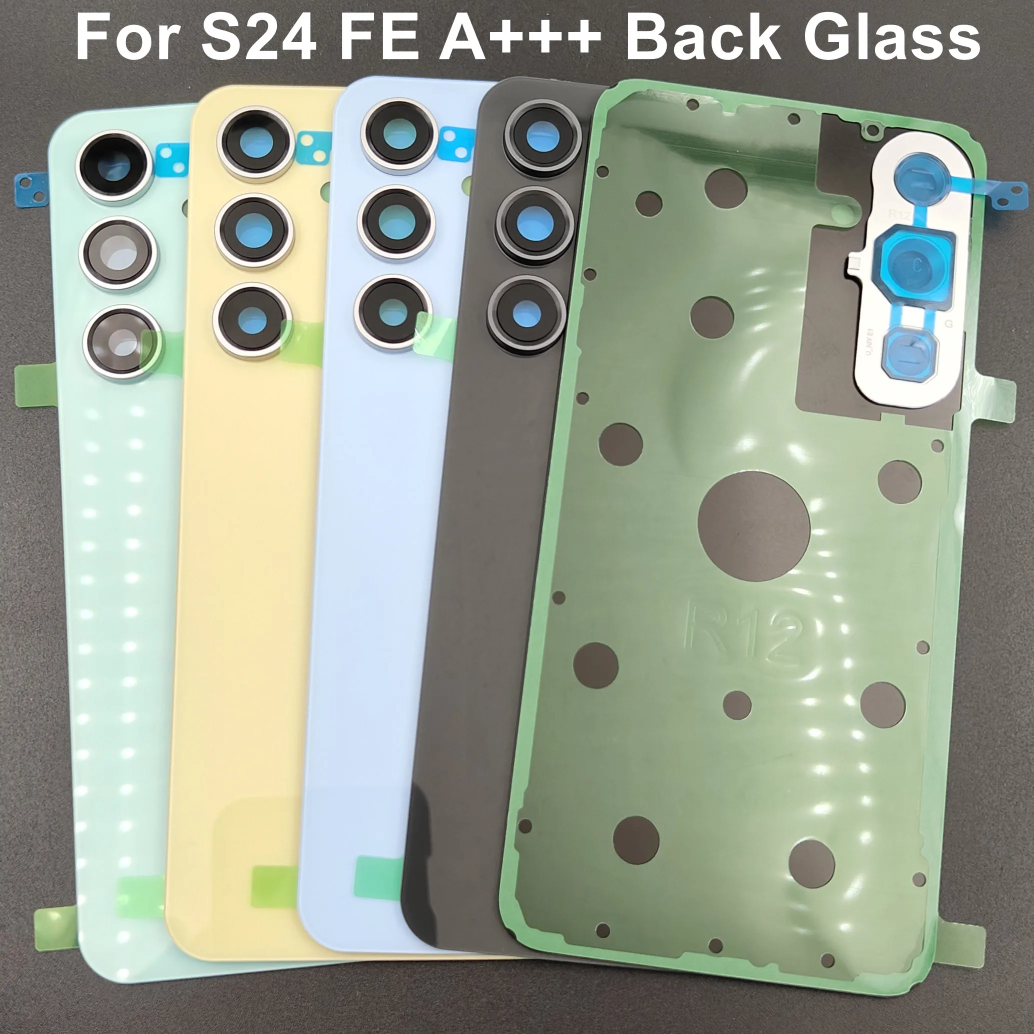 

100% A+++ Glass Back Door Lid For Samsung Galaxy S24 FE Battery Cover Rear Housing Case Shell With Camera Lens Adhesive Tools