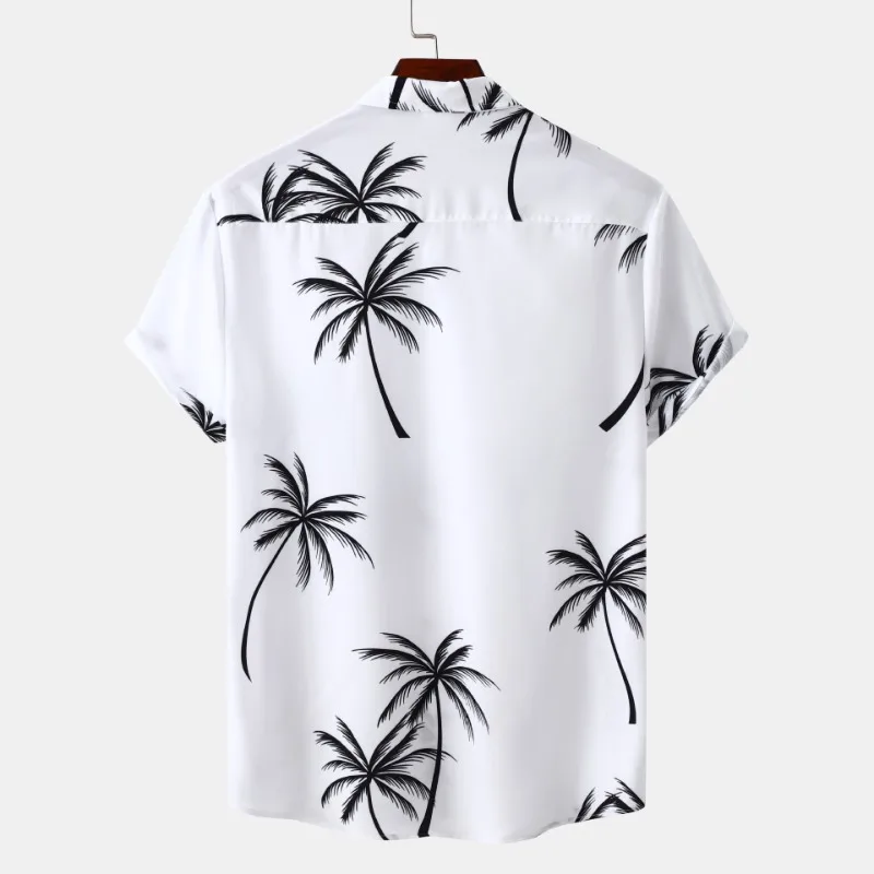 Shirts for Men 2023 Summer New Men\'s Casual Printed Short Sleeve Shirt Beach Shirt Men