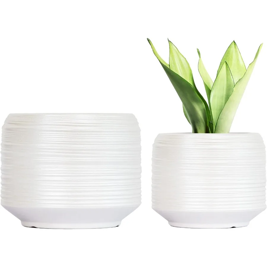 

8-дюймовые + 6-дюймовые керамические горшки для растений в помещении с дренажным набором цветочных горшков Drative для комнатных горшков для домашних растений и использования в саду