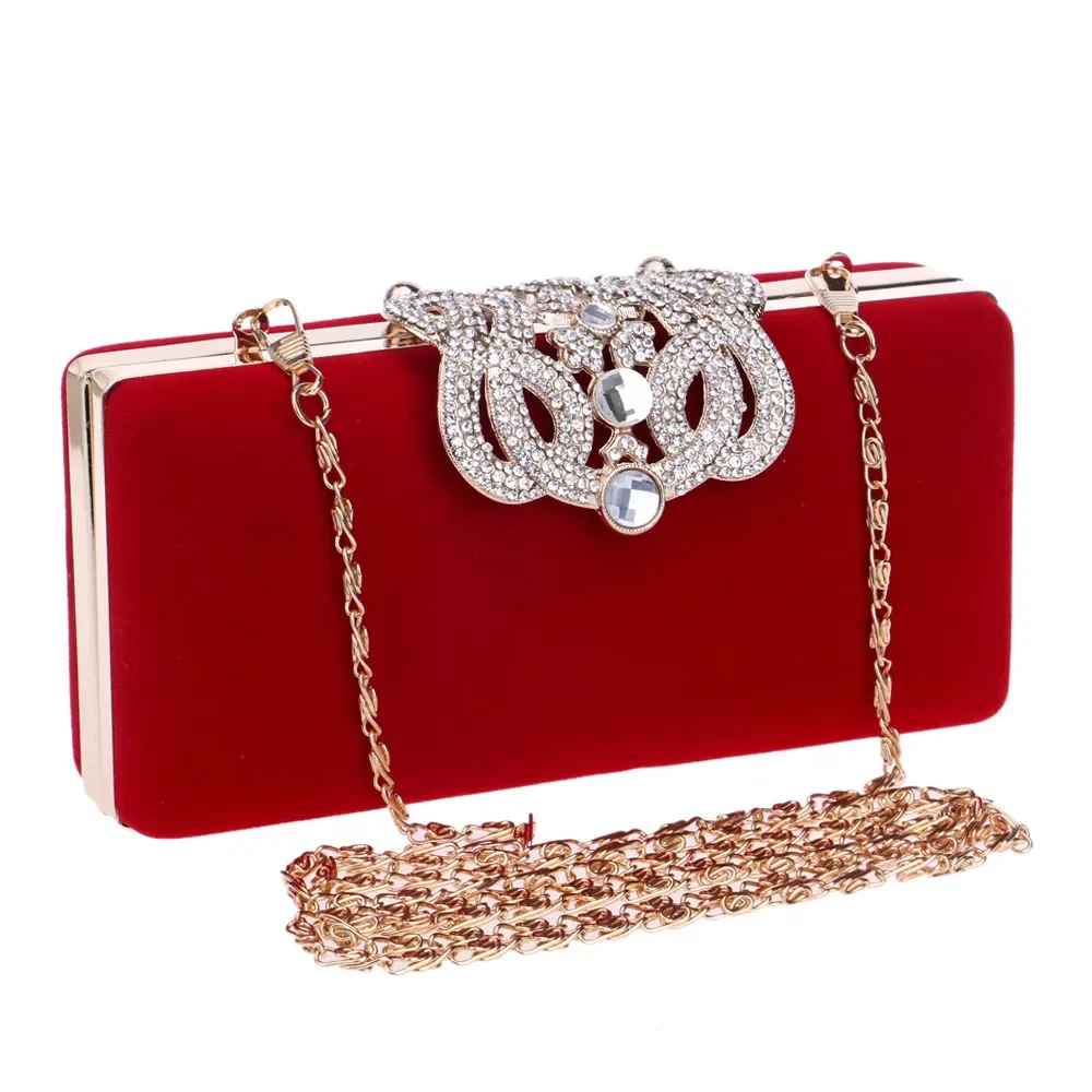 Exquisite Velvet Women Evening Bag Clutch Bag Diamonds Design Luxury Elegant For Ladies Girls Party Bag Wedding Purse Box Bag