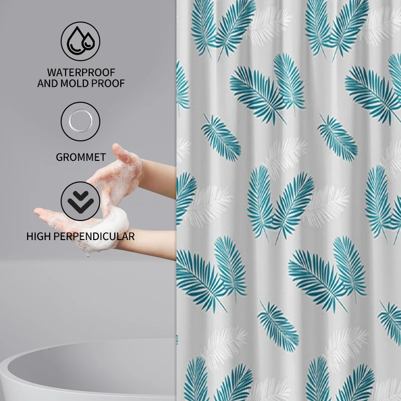 Bathroom Shower Curtain Waterproof Shower Curtain PEVA Feather Shower Curtain Modern Home Decor Translucent