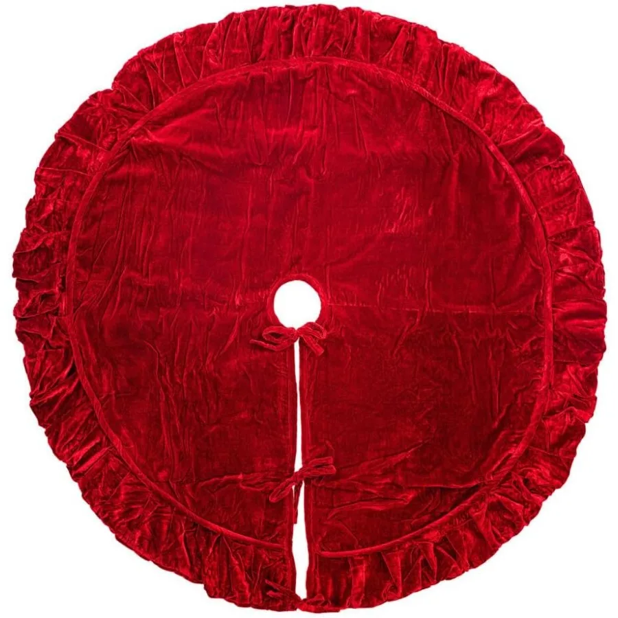 

60 Plush Velvet Fabric Christmas Tree Skirt in Red