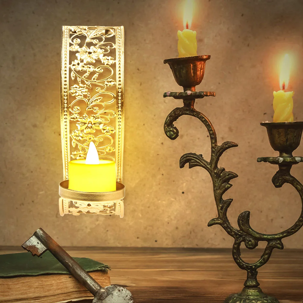 

Metal Wall Holder Hollow Design Vintage Decorative Holder for Home Party Pillar Candles Living Room Dining Room Photo