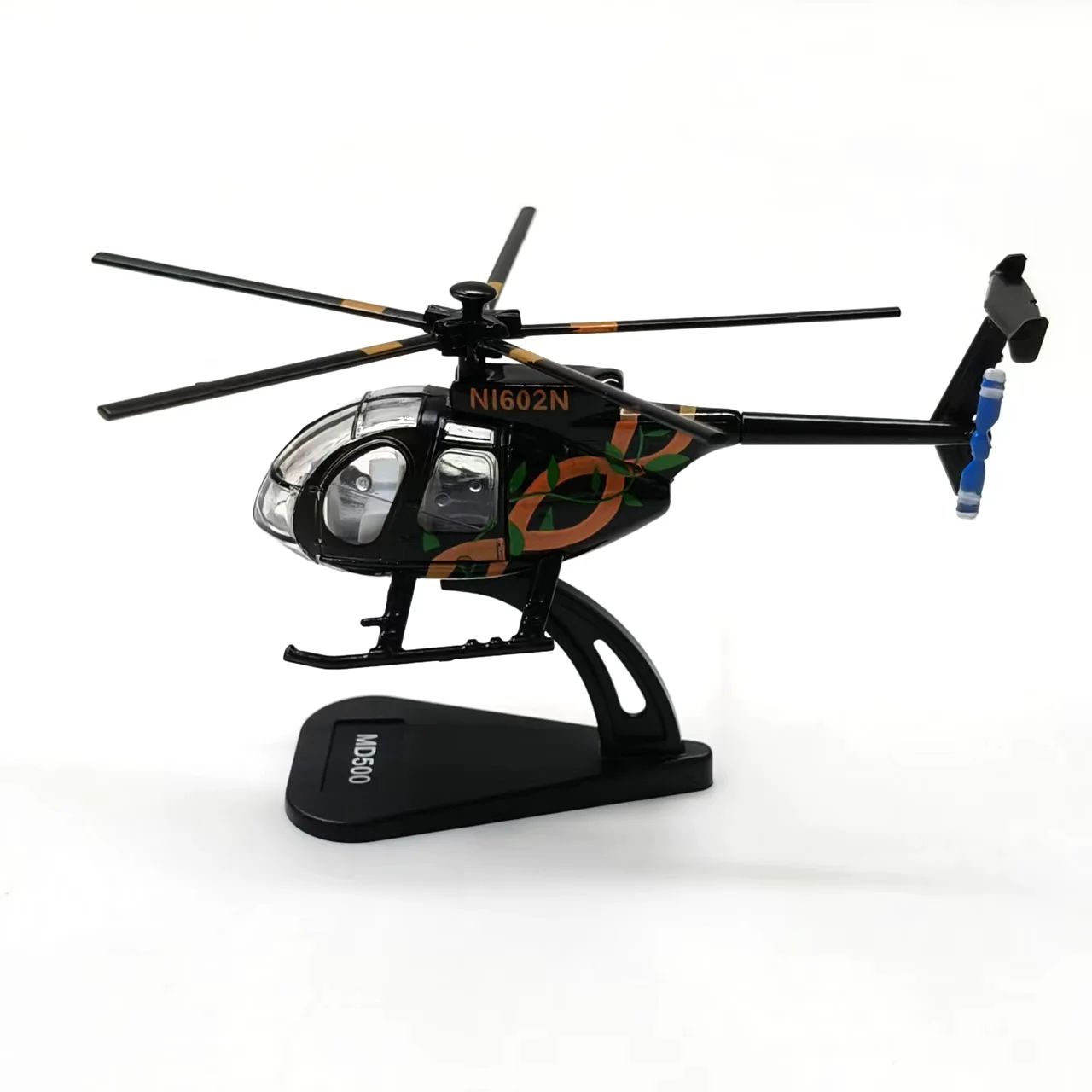 1:100 Scale American MD500 Helicopter Model Alloy Airplane Decoration Diecast Aircraft With Stand Adults Fun Collection Display