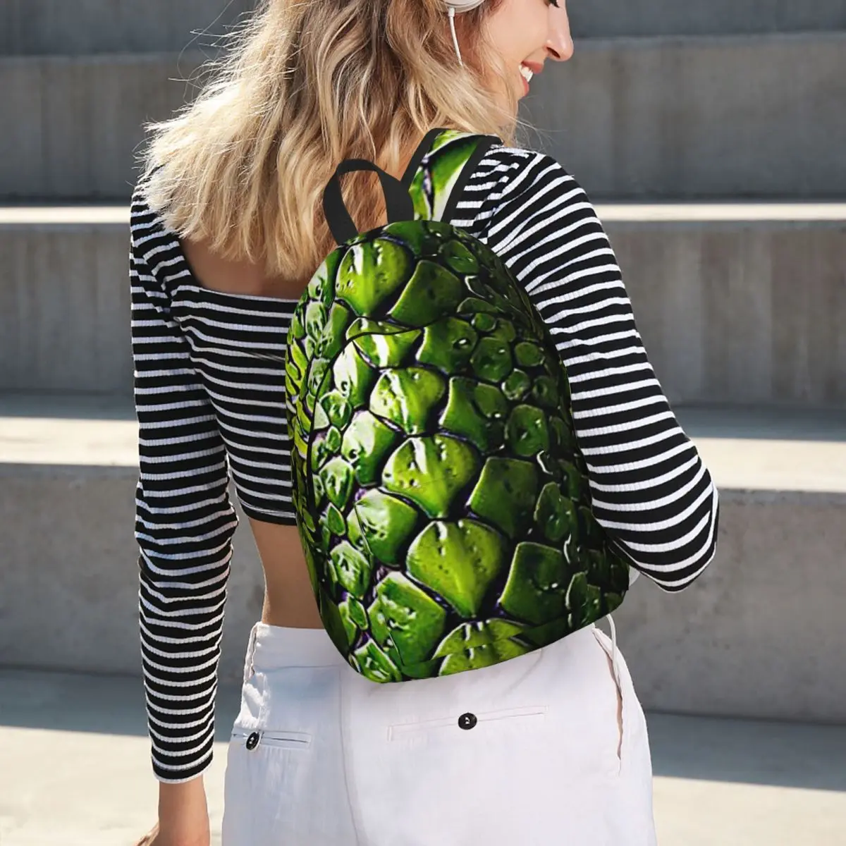 Snake Skin Green Snake Serpent Animal Viper Student Backpack School Bag Hiking Travel Daypack for Kids Bookbag Shoulder Bags