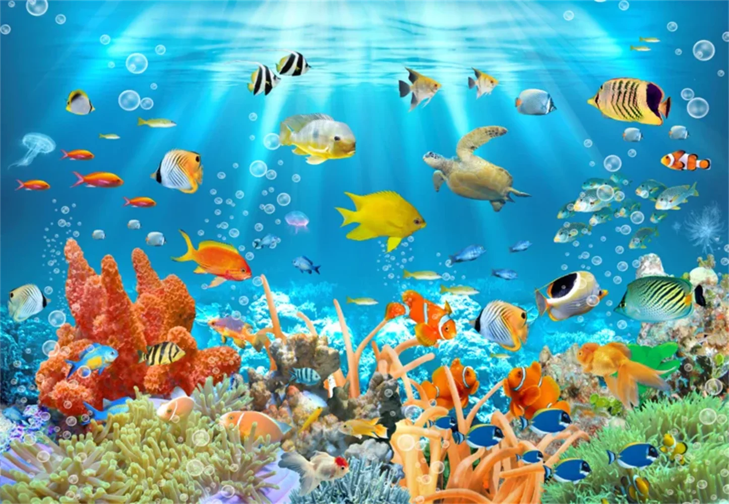 custom Underwater World Wallpaper Mural European Dolphin Fish wall paper Zenith Ceiling Mural papel de parede 3d para sala home