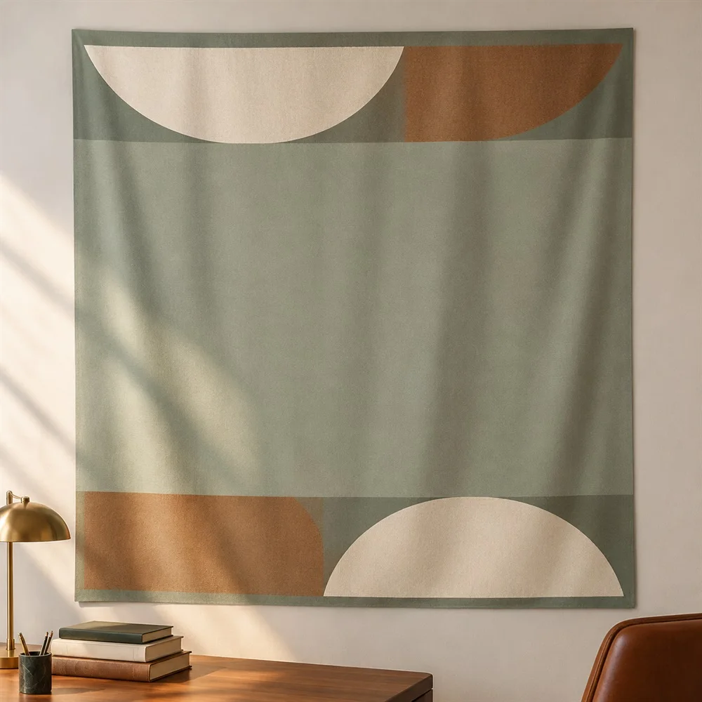 VIKAMA Minimal Geometry Tapestry Wall Hanging, Modern Aesthetic Room Decor Wall Art Tapestries for Living Room Office Study