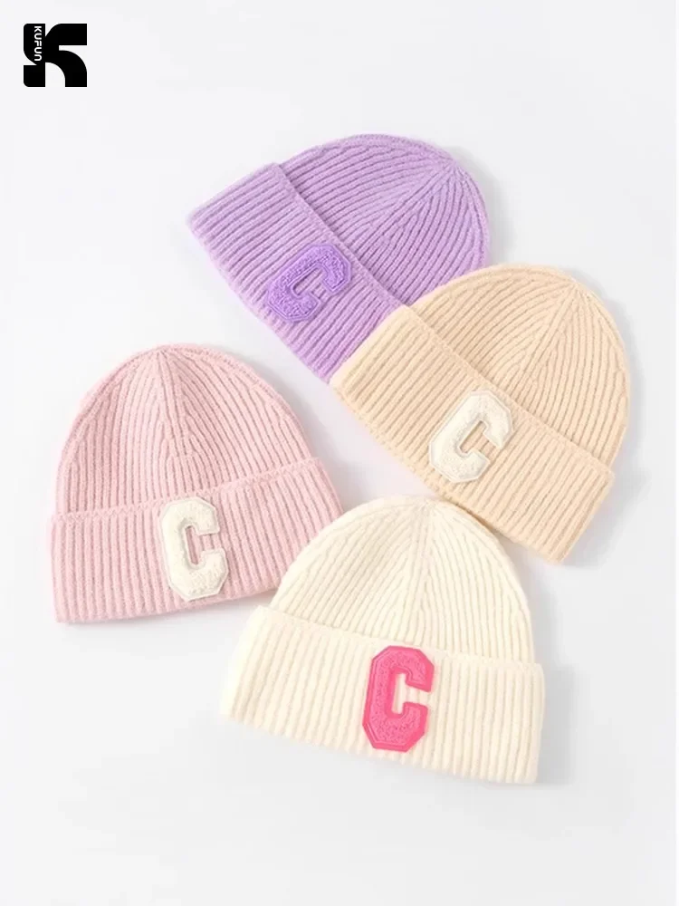 

KUFUN вязаная шерстяная шапка для катания на лыжах, пеших прогулок, унисекс, для девочек, для женщин и мужчин, для зимних видов спорта на открытом воздухе, езды на велосипеде, теплая ветрозащитная простая кепка