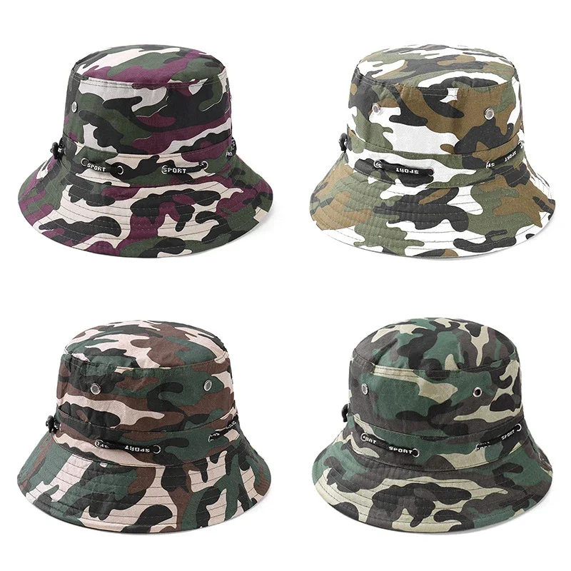 New Camo Military Enthusiasts Square Pocket Bonnie Cap US Army Bucket Benny Hats Fishing Hiking Outdoor Sun Caps Fisherman's Hat