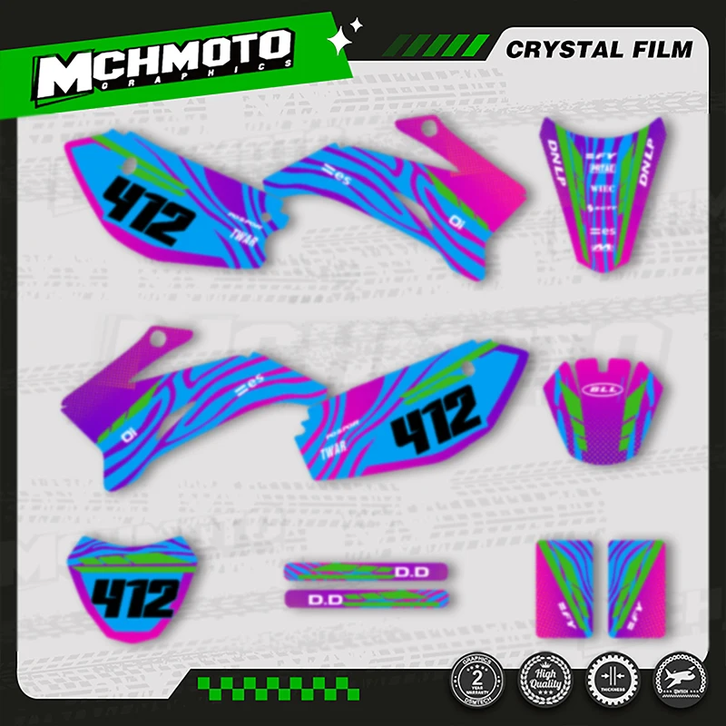 

MCHMFG Custom Team Motorcycle Graphics Background Decal Adhesive Stickers Kits For YAMAHA 2008-2021 TTR110 Number Name Custom
