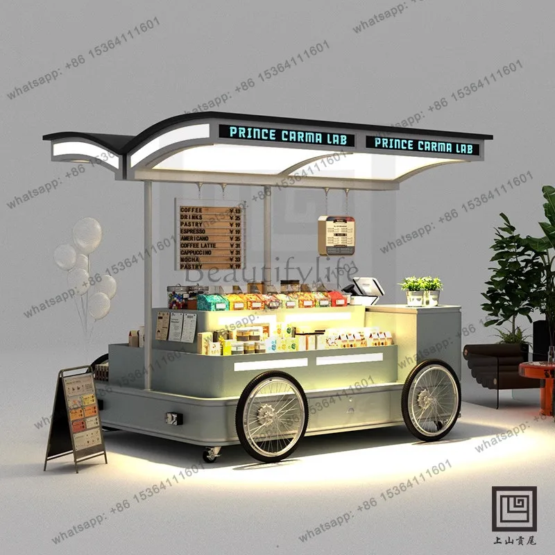 Shopping mall promotion display dining car iron flower car cosmetics food street stall night market scenic mobile wine cabinet