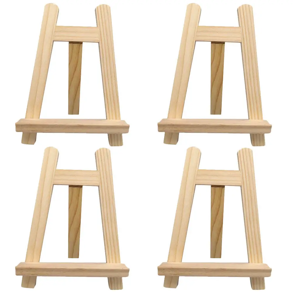 4Pcs Mini Wooden Easels Solid Table Display Racks Photo Frame Brackets Painting Holders Art Stand for Students