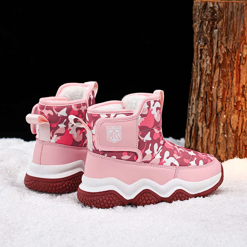 Winter Platform Boots Children Shoes Plush Waterproof Non-Slip Girl Shoes Rubber Sole Snow Boots Fashion Warm Outdoor Boots